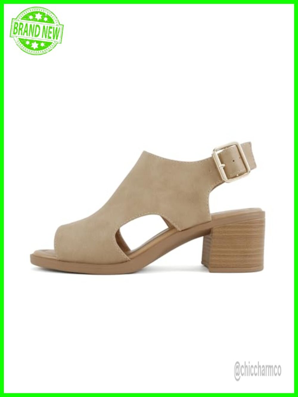 Peep Toe Slingback Low Heel Sandal with Ankle Strap